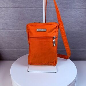 Baggallini Orange Nylon Crossbody Travel Bag Multi Pocket Convertible 8.5"X 6"